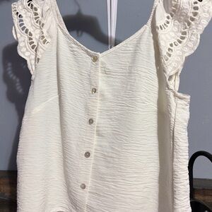Elegant White Lace Sleeve Top